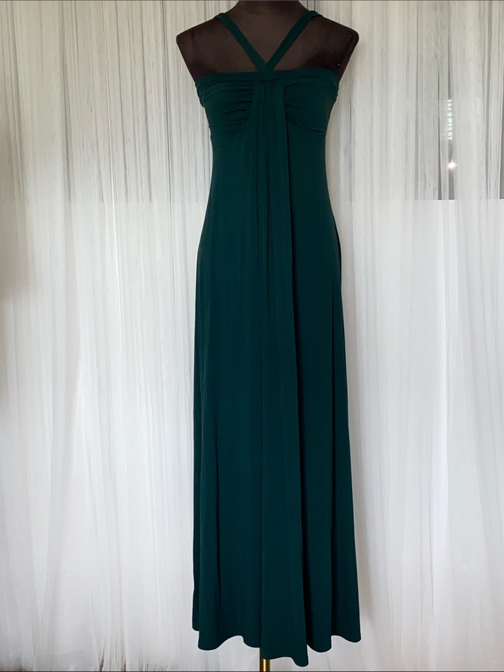 Susana Monaco Teal Green Halter-Style Ruched-Gathering Front Maxi Dress
Size S